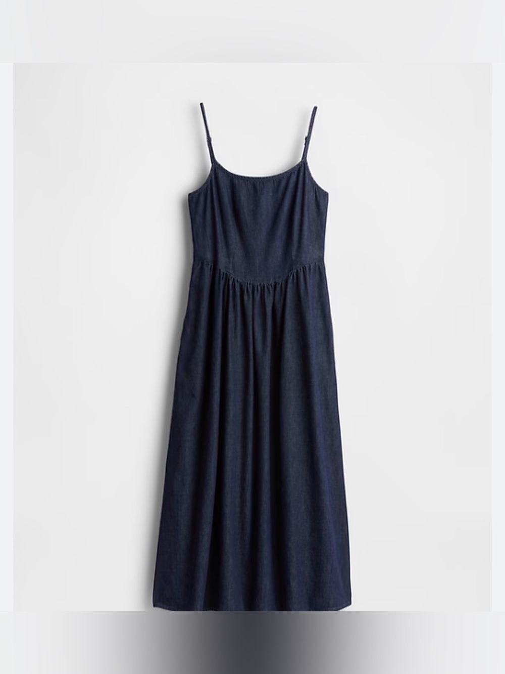 Gap Denim Drop-Waist Maxi Dress Dark Wash Classic Timeless Festival - Picture 3 of 4